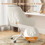 JPBSTO Cute Home Office Chair Velvet Upholstered Desk Chairs with Mid Back Swivel Adjustable Makeup Vanity Computer Chair with Wheels JPBSTO