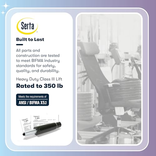 Serta Jackson Big and Tall Executive Home Office Chair with Smart Layers Technology, Wide Seat Cushion, Modern Comfy DeskChairs with Rolling Swivel Wheels, Bonded Leather, Black Serta