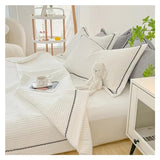 YUSIWOAL Korean Bubble Yarn Summer Blanket Compatible with Double Bed Breathable Thin Comforter Set Machine Washable Quilt 3 Pcs Set or Single Quilts,Summer Duvet Cover sets(Bianco,150x200cm) YUSIWOAL
