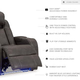 Signature Design by Ashley Fyne-Dyme Contemporary Power Recliner with Adjustable Headrest, Cup Holders and LED Lighting, Black & Gray Signature Design by Ashley