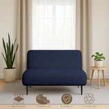 Full Size Armless Futon Covers - 100% Cotton Futon Slipcovers - Zippered Couch Cover Sofa Bed Protector, Sleeper Sofa Cover, Machine Washable, Navy Blue Yarns of Cotton
