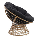 OSP Home Furnishings Wicker Papasan Chair with 360-Degree Swivel, Natural Frame with Black Cushion OSP Home Furnishings
