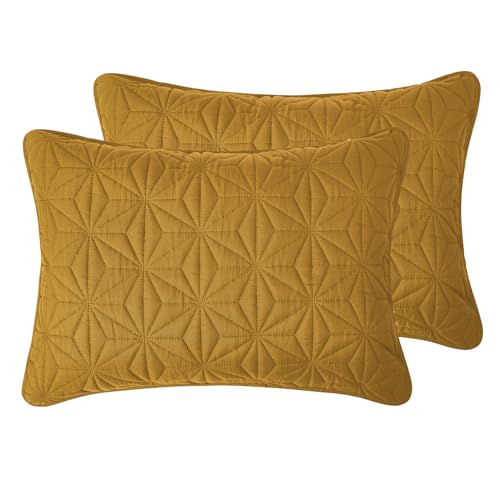 VCNY Home Kaleidoscope Pattern 3 Piece Quilt Set, Full Queen, Gold VCNY Home