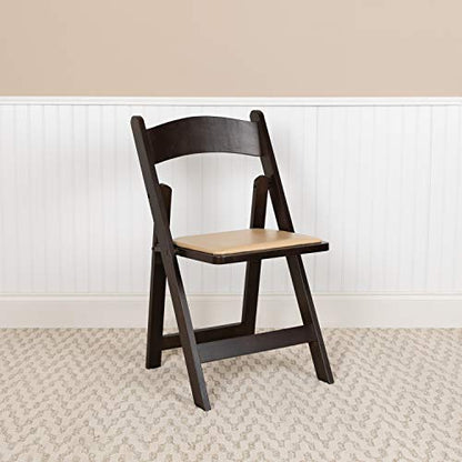 EMMA + OLIVER Chocolate Wood Folding Chair with Detachable Vinyl Padded Seat - WoodArtSupply