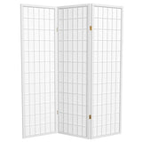 Red Lantern 5 ft. Tall Window Pane Shoji Screen - White - 3 Panels Red Lantern