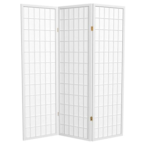 Red Lantern 5 ft. Tall Window Pane Shoji Screen - White - 3 Panels Red Lantern