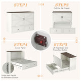 Murphy Bed Cabinet with Charging Station, Full Size Murphy Bed with Large Storage Drawer for Bedroom, Living Room, Home Office Generic