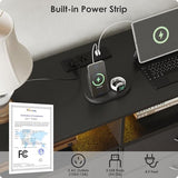 OtterOasis Dresser for Bedroom with LED Lights and Charging Station, Fabric Black Bedroom Dresser 6 Long Drawers Dressers, Tall Wide Chest of Drawers TV Stand OtterOasis