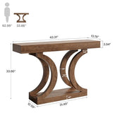 Tribesigns 43.31-Inch Farmhouse Console Table for Entryway, Unique Narrow Sofa Table Behind The Couch with Curved Legs for Living Room, Hallway, Foyer, Entrance, Rustic Brown Tribesigns