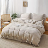 Simple&Opulence 100% Linen Duvet Cover Set, 3 Pieces Belgian Flax Breathable Bedding, Queen Size 88''x92'' (1 Comforter Cover+2 Pillowshams) with Tie Closure Style,Linen Simple&Opulence