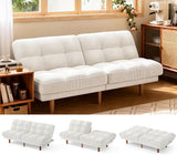 AMADA HOMEFURNISHING 65" Futon Sofa Bed, Convertible Futon Couch with Adjustable Backrest, Ergonomic Recliner Sleeper Sofa with Corduroy Fabric for Living Room, Office, Guest Room (White) AMADA HOMEFURNISHING