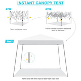Oneofics Canopy Tent, 10X10 FT Pop Up Canopy Outdoor Instant Tent Slant Legs with Carrying Bag, Portable Gazebo Shelter for Patio Deck Garden and Beach - 8X8 FT Canopy Cover (White) Oneofics