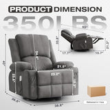 4-Points Kneading Massage Rocker Recliner Chair with Seat Heat for Adults,Oversized Swivel Recliner with 2 Cup Holders,4 Pockets,Remote Control for Living Room MAHOMICO