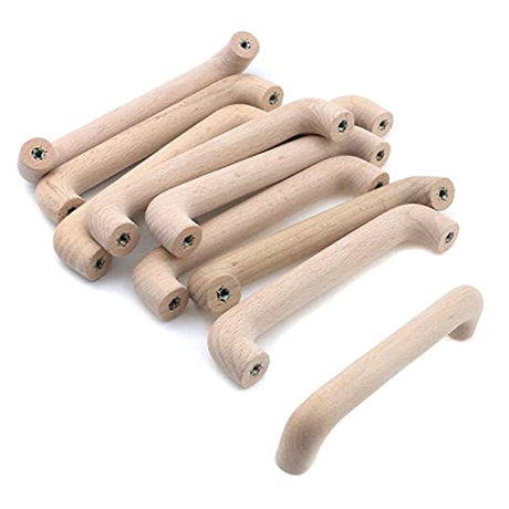 Risbay 10Pcs 5.04" Hole Distance Wood Color Unfinished Wood Handles for Drawer,Wardrobe,Cupboard,Dresser Risbay