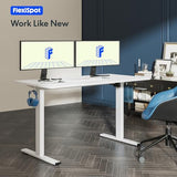 FLEXISPOT One-Piece Electric Standing Desk, 60 x 24 Inches Adjustable Desk with Seamless Desktop, Memory Controller Height Adjustment (White Frame + White Desktop, 2 Packages) FLEXISPOT