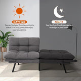 MUUEGM Futon Sofa Bed 71" Gunmetal Convertible Memory Foam Futon Couch Bed Modern Loveseat Sleeper with Adjustable Backrests Armrests for Living Room,Small Space,Office MUUEGM