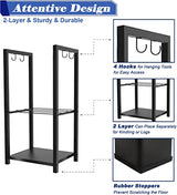 Koutemie 2 Tiers Small Firewood Log Storage Rack Holder for Indoor Fireplace or Outdoor Patio, Black Koutemie