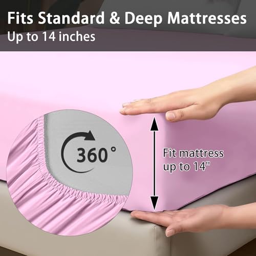 Pamnest Comforter Set King Size, Japanese Cherry Blossom 7 Pcs Bedding for Kids and Adults, Flower Painting Pink Bed Sheet Sets with Fitted Sheet 2 Pillowcase & 2 Sham for Bedroom Bed Decor Pamnest