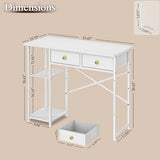 DAOUTIME White Computer Desk, 36 Inch Small Desk with Drawers, Home Office Desk with Storage Shelves for Bedroom, Living Room, Dorm, Vanity Desk for Small Spaces, White DAOUTIME