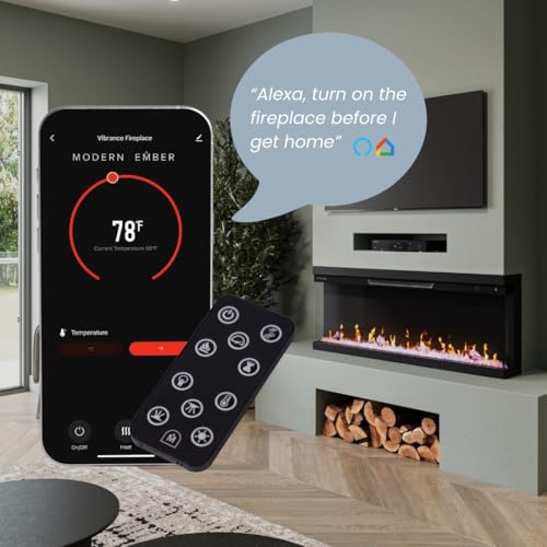 Modern Ember Aerus Skyline 60 Inch Linear Multi-Sided 3D Smart Electric Fireplace - 1,000+ Flame & Ember Bed Color Combinations, Fully or Partially Recessed | Alexa/WiFi Enabled - Remote Included Modern Ember