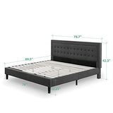 Zinus Dachelle King Upholstered Platform Bed Frame with Wood Slat Support in Dark Grey Zinus