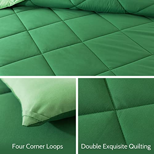 Decroom Lightweight Twin Comforter Set with 1 Pillow Sham - 2 Pieces Set - Quilted Down Alternative Comforter/Duvet Insert for All Season - Olive Green/Grass Green - Twin/Twin XL Size Decroom