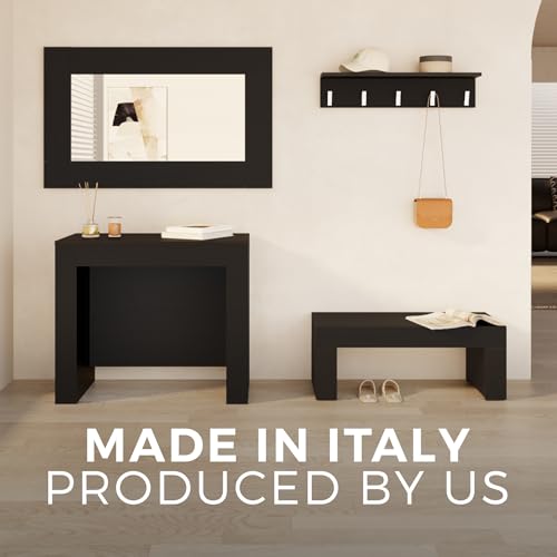 Mobili Fiver, Easy, Extendable Console Table with Extension Leaves Holder, 17.7(120.1) x35.4 in, Ashwood Black, Made in Italy Mobili Fiver