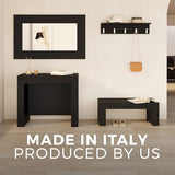 Mobili Fiver, Easy, Extendable Console Table with Extension Leaves Holder, 17.7(120.1) x35.4 in, Ashwood Black, Made in Italy Mobili Fiver