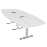 SKUTCHI DESIGNS INC. 12' Modular Arc Boat Conference Table with Data and Electric | Harmony Series | 12 Person Table | White Cypress SKUTCHI DESIGNS INC.