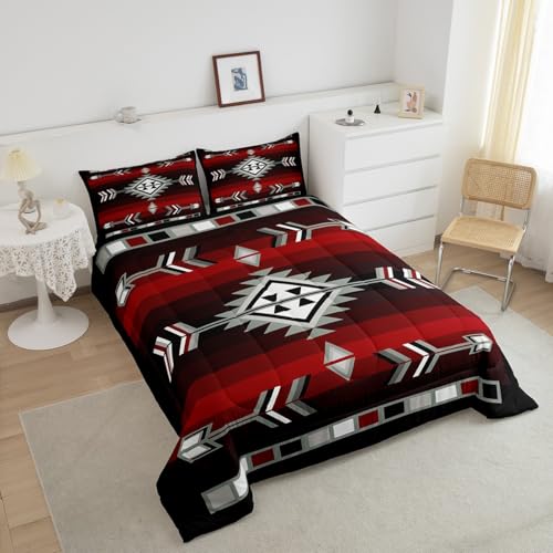 Erosebridal Rustic Western Bedding Sets Full Southwestern Aztec Comforter Set for Men Boys,Farmhouse Bohemian Geometric Bedding Comforter Sets Exotic Ethnic American Native Quilt Duvet 3 Pcs Erosebridal