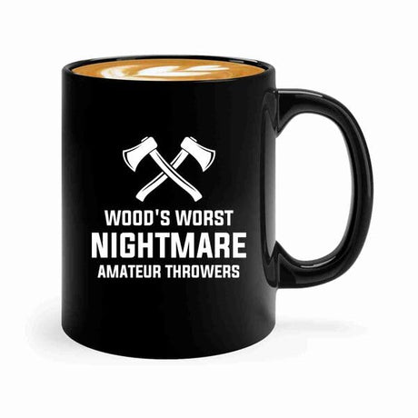 Axe Throw Coffee Mug 11oz Black -Woods worst - Sport Game Tomahawk Target Throwing wooden Competition Hunting Luxe Gifting