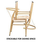 Yaheetech Set of 4 Weave Chair Mid-Century Metal Dining Chair Y-Shaped Backrest Hemp Seat, Wood Color Yaheetech