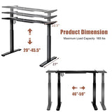 COSTWAY Electric Stand up Desk Frame, Ergonomic Sit to Stand Desk Frame w/Adjustable Height & Width, DIY Workstation Base w/Memory Controller for Home Office(Frame Only) (Black) COSTWAY