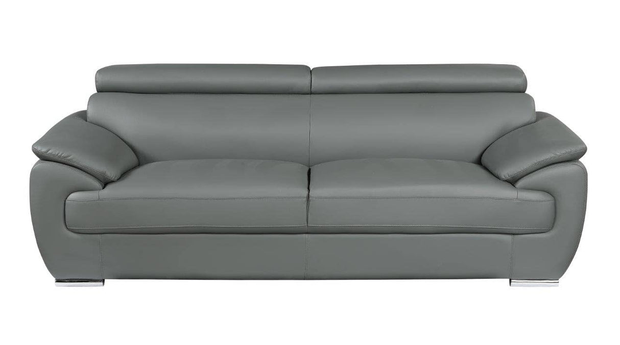 Blackjack Furniture 4571 Veal Collection Leather Couch for Living Room, Elegant Modern Design with Adjustable Headrests and Durable Wood Frame, Sofa, 86", Gray Blackjack Furniture