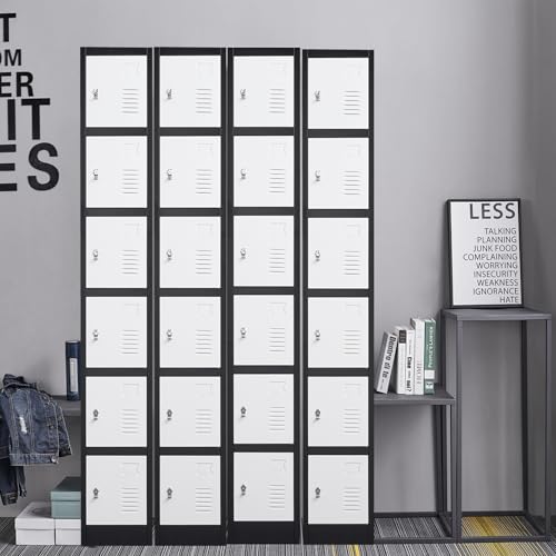 FURSTEL 71" Heavy-Duty Steel Locker Cabinet (6-Door 6-Tier) - Secure Storage for School Lockers, Office Employee, Gym & Home Organization - Industrial Metal Lockers FURSTEL