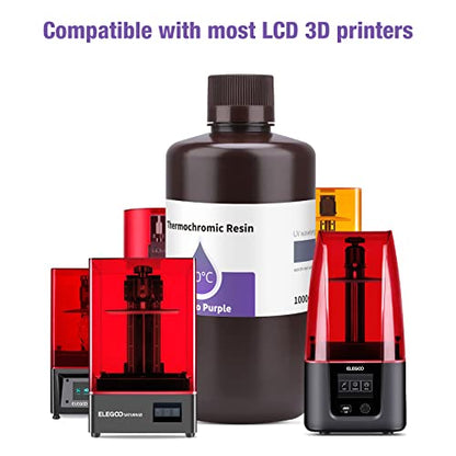 ELEGOO Thermochromic 3D Printer Resin, 405nm UV Curing Photopolymer Resin for LCD 3D Printing Grey to Purple 1000G