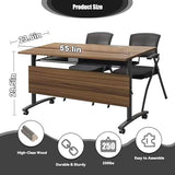 Conference Table 8pack,Modern Mobile Seminar Meeting Table with Silent Wheels,Modular Conference Room Tables,Flip Top Mobile BusinessTraining Tables for Office,Meeting Room,Classroom (55.1in) Molpeiy