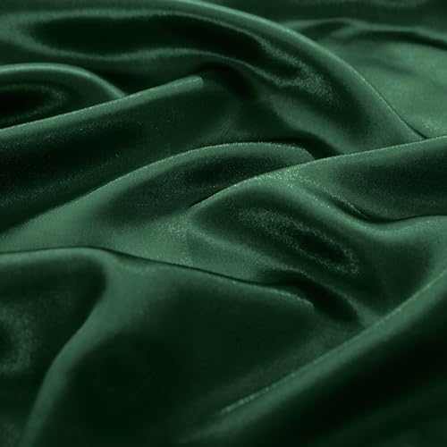 TREELY 4 Piece Satin Sheets Twin Size - Silky Smooth Blackish Green Sheet Set with Deep Pocket, Fitted Sheet, Flat Sheet, 2 Pillowcases TREELY