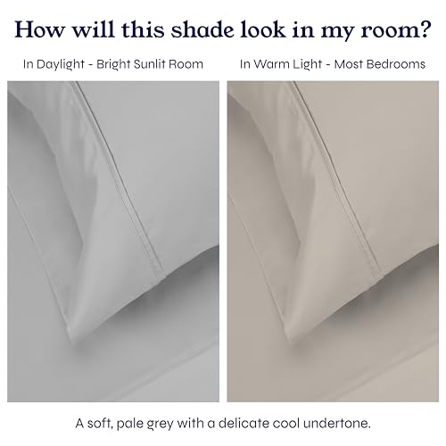 California Design Den King Size Flat Sheet, 400 Thread Count 100% Cotton Sheet, Sateen, Bed Sheets, Top Sheets, Single King Flat Sheet Only (Light Grey) California Design Den