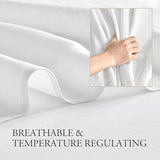 DAPU Pure Linen Sheets Set, 100% French Linen From Normandy, Breathable and Durable For Hot Sleepers, 4 Pcs Set - 1 Flat Sheet, 1 Fitted Sheet, 2 Pillowcases (White, Queen) DAPU