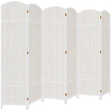 DURASPACE 6 Panel Room Divider, 6ft Tall Folding Privacy Screen, 360°Rotation, Hand-Woven Freestanding Wood Partition for Room Separation DURASPACE