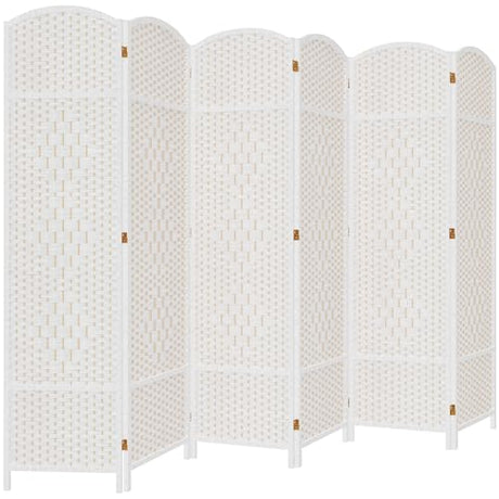 DURASPACE 6 Panel Room Divider, 6ft Tall Folding Privacy Screen, 360°Rotation, Hand-Woven Freestanding Wood Partition for Room Separation DURASPACE