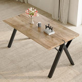 10FT Office Desk｜126in Office Computer Desk｜1.5in Thick Wooden Tabletop with Chamfered Corner｜Black A-shaped Metal Frame｜Sturdy and Stable｜Easy Assembly｜Easy To Clean｜for Home Office, Conference Room KitDans