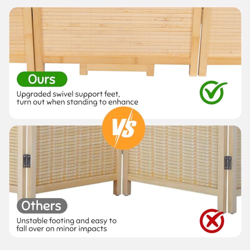 Bamboo Room Divider Folding Privacy Screens, Wall Divider for Room Separation, Portable Room Partitions and Dividers, 5.6FT Bamboo Mesh Woven Room Divider Panel (Beige, 4 Panel) JVVMNJLK