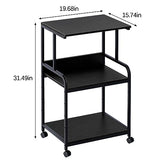 Arbuxzuy Printer Stand with Storage Shelf,3 Tier Printer Cart with Wheels,Mobile Printer Table for Home Office,Stands for Printer Heat Press Scanner Fax,Industrial Style (Black) Arbuxzuy