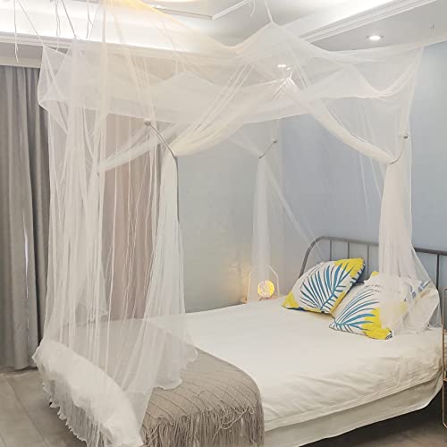 Aventik EDSRDLUZ 400 Fine Meshes Luxury Mosquito Large Square Net for Single to King-Sized Beds, 2 Side Openings & 8 Hanging Loops Decorative Rectangular Shape for Home & Travel Aventik