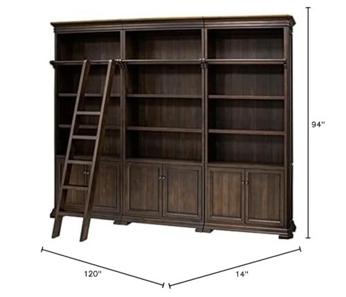 Martin Furniture Bookcase Wall with Wood Ladder, Brown, IMSA4094-KIT Martin Furniture