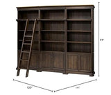Martin Furniture Bookcase Wall with Wood Ladder, Brown, IMSA4094-KIT Martin Furniture