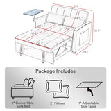 Rovibek Futon Sofa Bed Pull Out 3 in 1 Sleeper Sofa Couch Bed Convertible Sleeper Loveseat with Side Table & Reclining Backrest, Pillows and Pockets, for Living Room Apartment Office Rovibek