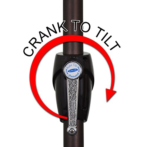 California Umbrella 9' Round Aluminum Market Umbrella, Crank Lift, Auto Tilt, Bronze Pole, Hunter Green Olefin California Umbrella